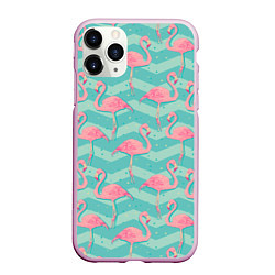 Чехол iPhone 11 Pro матовый Flamingo Pattern, цвет: 3D-розовый