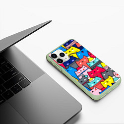 Чехол iPhone 11 Pro матовый Отряд котиков, цвет: 3D-салатовый — фото 2