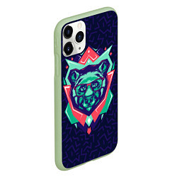 Чехол iPhone 11 Pro матовый Hipster Bear, цвет: 3D-салатовый — фото 2