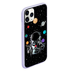 Чехол iPhone 11 Pro матовый Космический жонглер, цвет: 3D-светло-сиреневый — фото 2