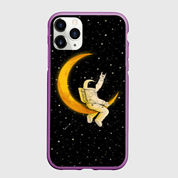 Чехол iPhone 11 Pro матовый Лунный наездник, цвет: 3D-фиолетовый