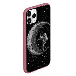 Чехол iPhone 11 Pro матовый Лунный шахтер, цвет: 3D-малиновый — фото 2