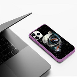 Чехол iPhone 11 Pro матовый Подводный космос, цвет: 3D-фиолетовый — фото 2