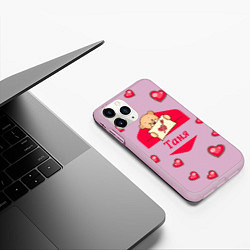 Чехол iPhone 11 Pro матовый Влюбленная Таня, цвет: 3D-розовый — фото 2
