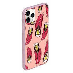 Чехол iPhone 11 Pro матовый Красные перья, цвет: 3D-розовый — фото 2