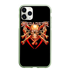 Чехол iPhone 11 Pro матовый Megadeth: Gold Skull, цвет: 3D-салатовый