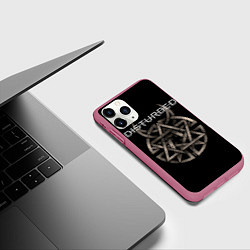 Чехол iPhone 11 Pro матовый Disturbed Logo, цвет: 3D-малиновый — фото 2