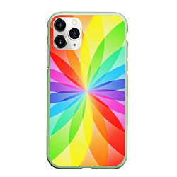 Чехол iPhone 11 Pro матовый Радуга, цвет: 3D-салатовый