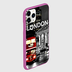 Чехол iPhone 11 Pro матовый Лондон - ночной автобус, цвет: 3D-фиолетовый — фото 2