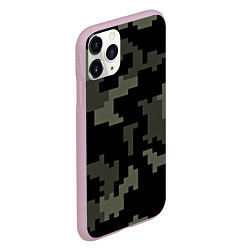 Чехол iPhone 11 Pro матовый Камуфляж пиксельный: черный/серый, цвет: 3D-розовый — фото 2