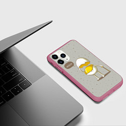 Чехол iPhone 11 Pro матовый Яйцо приветствует, цвет: 3D-малиновый — фото 2