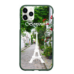 Чехол iPhone 11 Pro матовый Bonjour Paris, цвет: 3D-темно-зеленый