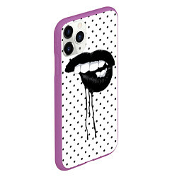 Чехол iPhone 11 Pro матовый Black Lips, цвет: 3D-фиолетовый — фото 2