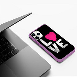 Чехол iPhone 11 Pro матовый Love Heart, цвет: 3D-фиолетовый — фото 2