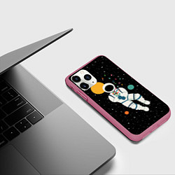 Чехол iPhone 11 Pro матовый Космический романтик, цвет: 3D-малиновый — фото 2