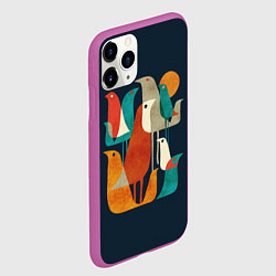 Чехол iPhone 11 Pro матовый Осенние птицы, цвет: 3D-фиолетовый — фото 2