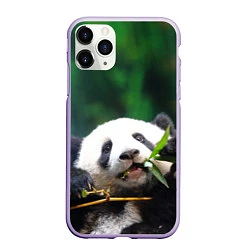 Чехол iPhone 11 Pro матовый Панда на ветке, цвет: 3D-светло-сиреневый