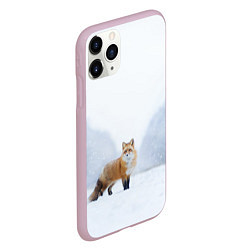 Чехол iPhone 11 Pro матовый Лиса на снегу, цвет: 3D-розовый — фото 2