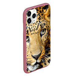 Чехол iPhone 11 Pro матовый Улыбка леопарда, цвет: 3D-малиновый — фото 2