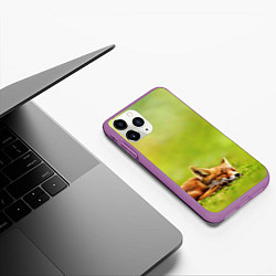 Чехол iPhone 11 Pro матовый Лисичка спит, цвет: 3D-фиолетовый — фото 2