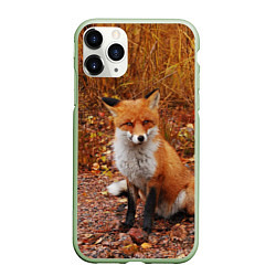 Чехол iPhone 11 Pro матовый Осенняя лиса, цвет: 3D-салатовый