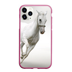 Чехол iPhone 11 Pro матовый Белый конь, цвет: 3D-малиновый