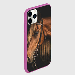 Чехол iPhone 11 Pro матовый Взгляд коня, цвет: 3D-фиолетовый — фото 2