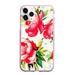 Чехол iPhone 11 Pro матовый Пиончики, цвет: 3D-розовый
