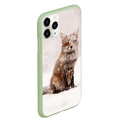 Чехол iPhone 11 Pro матовый Снежная лисица, цвет: 3D-салатовый — фото 2