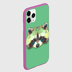 Чехол iPhone 11 Pro матовый Геометрический енот, цвет: 3D-фиолетовый — фото 2
