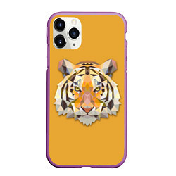 Чехол iPhone 11 Pro матовый Геометрический тигр, цвет: 3D-фиолетовый