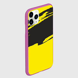 Чехол iPhone 11 Pro матовый Чёрно-жёлтый, цвет: 3D-фиолетовый — фото 2