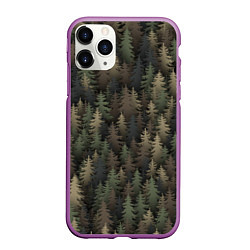 Чехол iPhone 11 Pro матовый Лесной камуфляж, цвет: 3D-фиолетовый