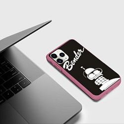 Чехол iPhone 11 Pro матовый Bender Retro, цвет: 3D-малиновый — фото 2