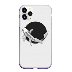Чехол iPhone 11 Pro матовый Японская рыбка: ч/б