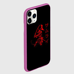 Чехол iPhone 11 Pro матовый Японские иероглифы - самурай, цвет: 3D-фиолетовый — фото 2