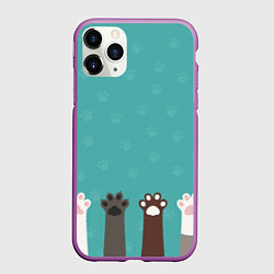 Чехол iPhone 11 Pro матовый Лапки котеек, цвет: 3D-фиолетовый