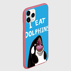 Чехол iPhone 11 Pro матовый I eat dolphins, цвет: 3D-малиновый — фото 2