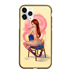 Чехол iPhone 11 Pro матовый Pin Up Girl, цвет: 3D-коричневый