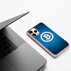 Чехол iPhone 11 Pro матовый Bitcoin Blue, цвет: 3D-розовый — фото 2