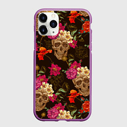 Чехол iPhone 11 Pro матовый Черепа, цвет: 3D-фиолетовый