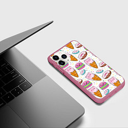 Чехол iPhone 11 Pro матовый Сладкие котики, цвет: 3D-малиновый — фото 2