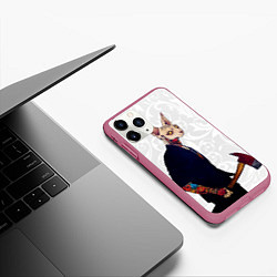 Чехол iPhone 11 Pro матовый Сфинкс с топором, цвет: 3D-малиновый — фото 2