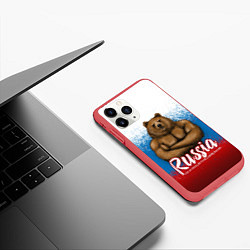 Чехол iPhone 11 Pro матовый Russian Bear, цвет: 3D-красный — фото 2