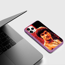 Чехол iPhone 11 Pro матовый Брюс Ли, цвет: 3D-фиолетовый — фото 2