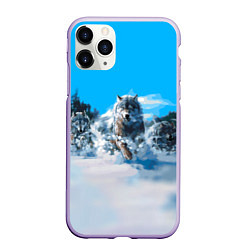 Чехол iPhone 11 Pro матовый Волчья охота, цвет: 3D-светло-сиреневый
