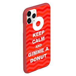 Чехол iPhone 11 Pro матовый Keep Calm & Gimme a donut, цвет: 3D-красный — фото 2