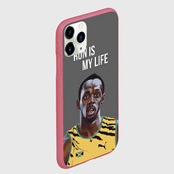 Чехол iPhone 11 Pro матовый Усэйн Болт, цвет: 3D-малиновый — фото 2
