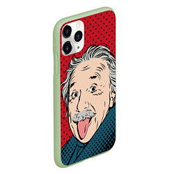 Чехол iPhone 11 Pro матовый Альберт Эйнштейн: Поп-арт, цвет: 3D-салатовый — фото 2