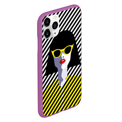 Чехол iPhone 11 Pro матовый Pop art girl, цвет: 3D-фиолетовый — фото 2